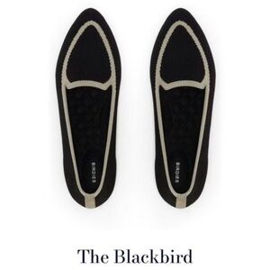 Birdies The Blackbird Knit Flat Shoes 8.5 Black Tan Pointed Almond Toe